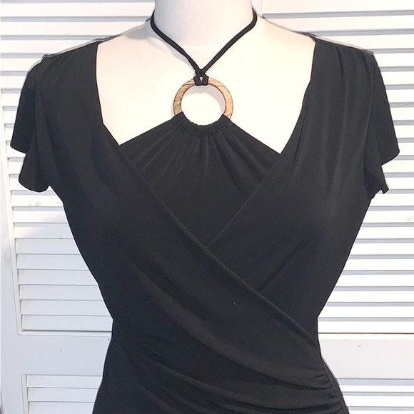 BCX Black wrap pleated dress Women’s Medium - Picture 2 of 8